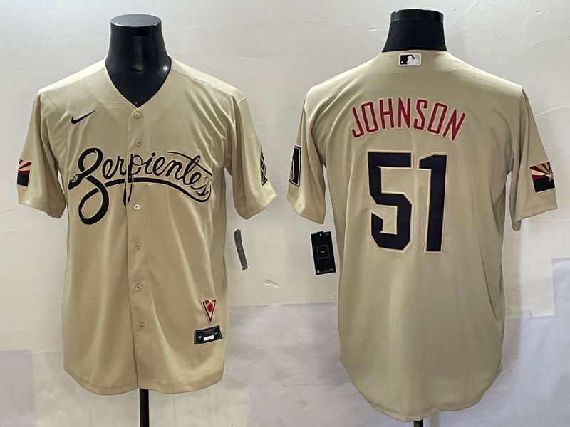 Men 2025 Arizona Diamondback #51 Johnson Cream City Edition Nike MLB Jersey style 1->arizona diamondback->MLB Jersey